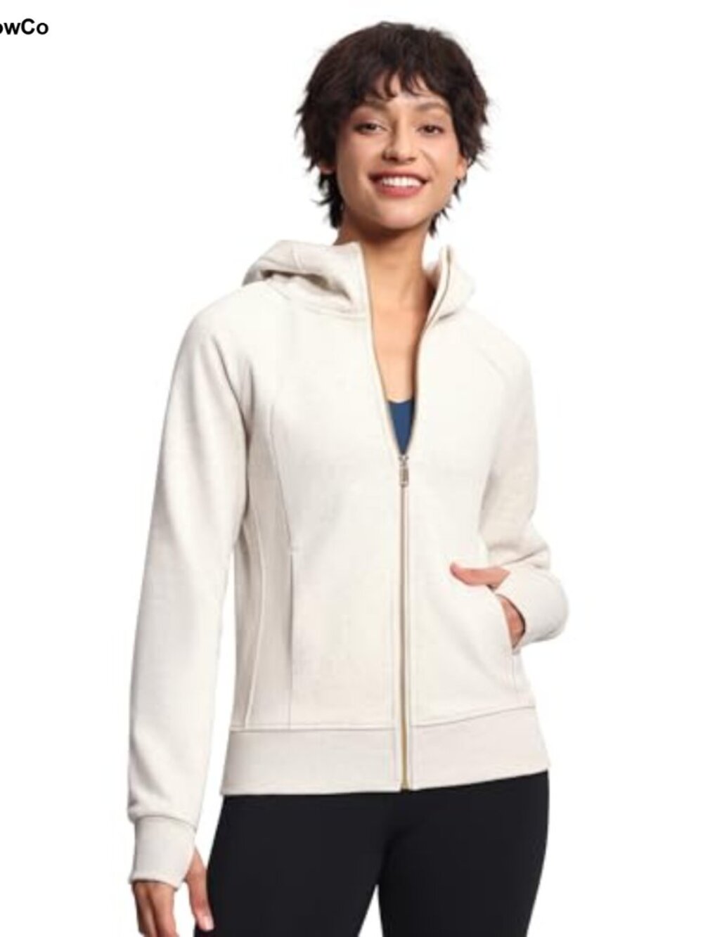 Women's Fleece Full Zip Up Hoodie Workout Jacket with Thumbholes & Pockets